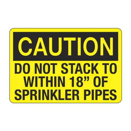 Caution Do Not Stack To Within 18" Of Sprinkler Pipes Decal